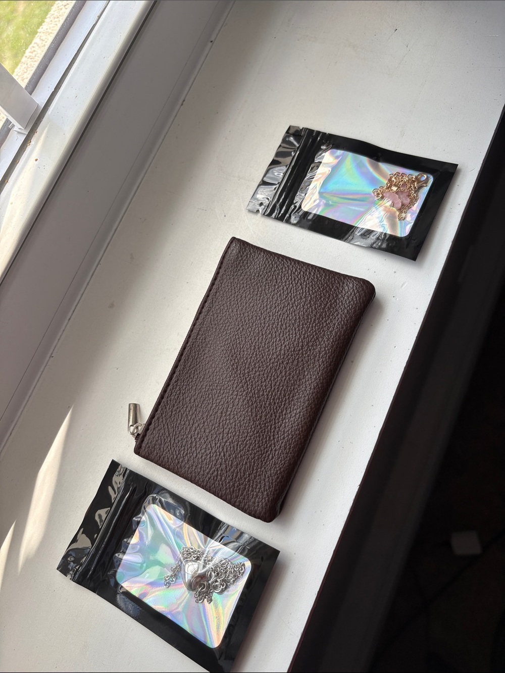 Brown Leather Zip Wallet